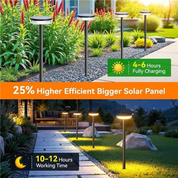 Solar Pathway Lights Outdoor, 6 Pack 2X Brighter Solar Lights Outdoor - Picture 4 of 8
